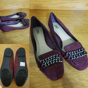 Maroon velvet flats
